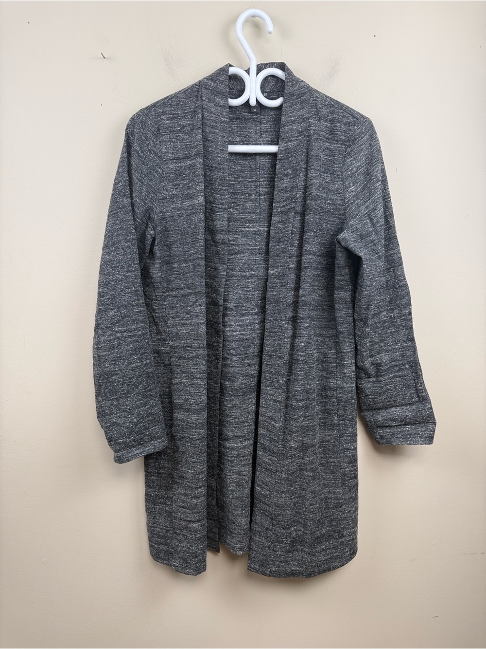 EILEEN FISHER linen and silk grey open long cardigan blazer jacket small